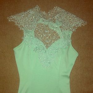 High neck laced cocktail dress